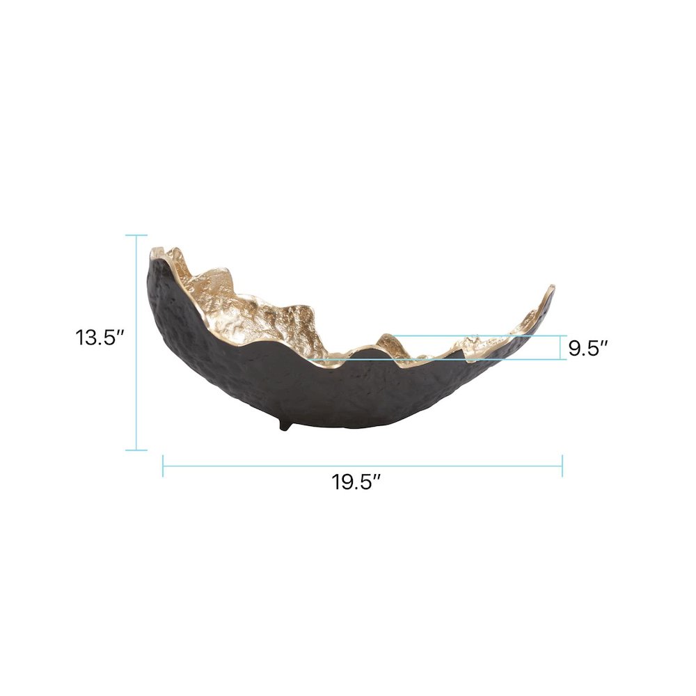 Cracked Edge Ebony Tray with Gold Interior- Large. Picture 9