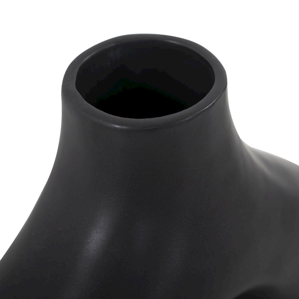 Beltram Black Modern Styled Ceramic Open Vase. Picture 5
