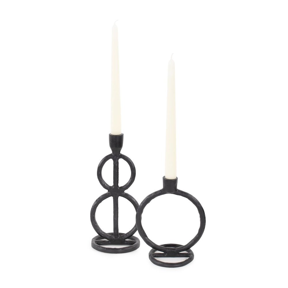 Single Circle Arman Aluminum Candlestick in Black. Picture 7