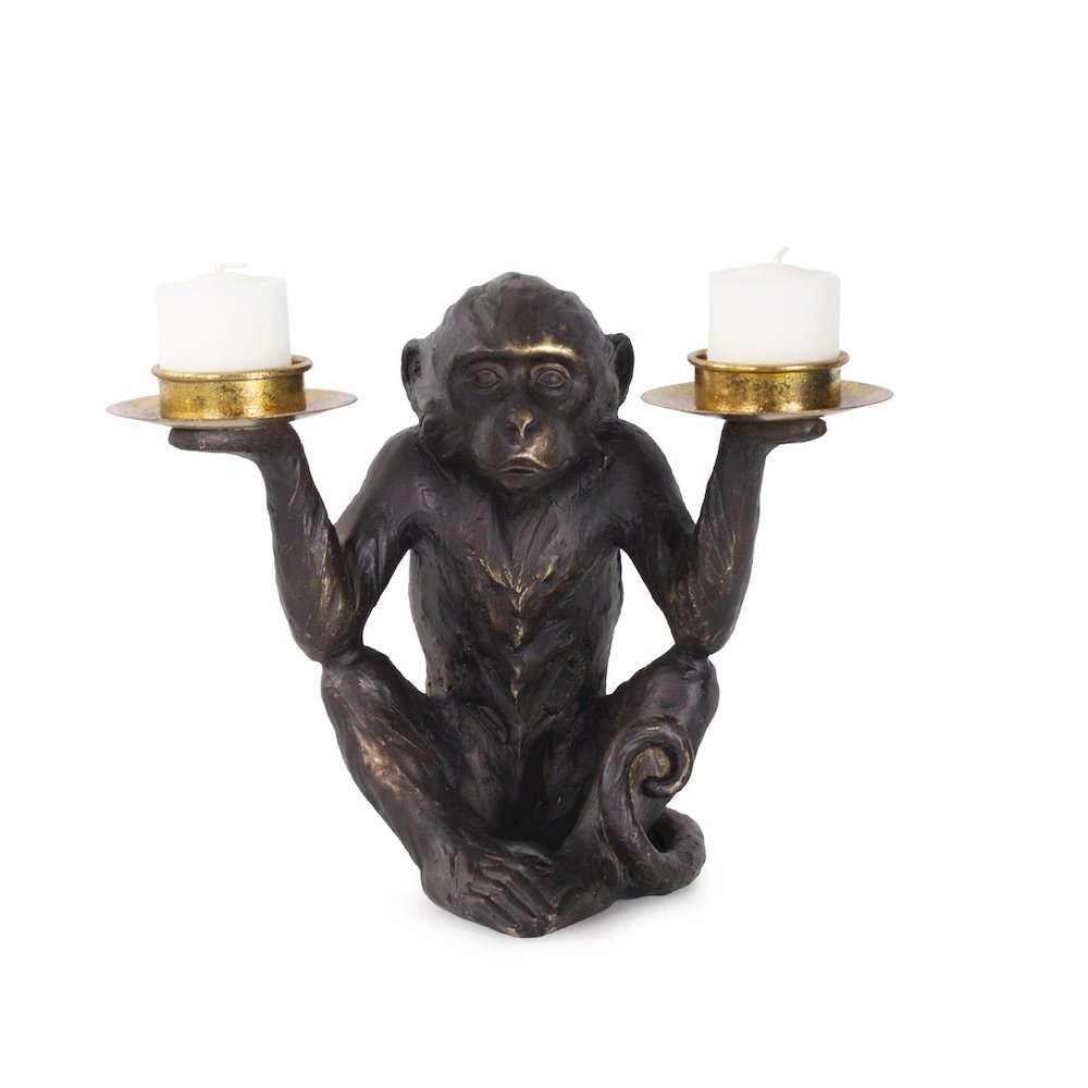 Barkari Monkey Double Tealight Candle Holder. Picture 1