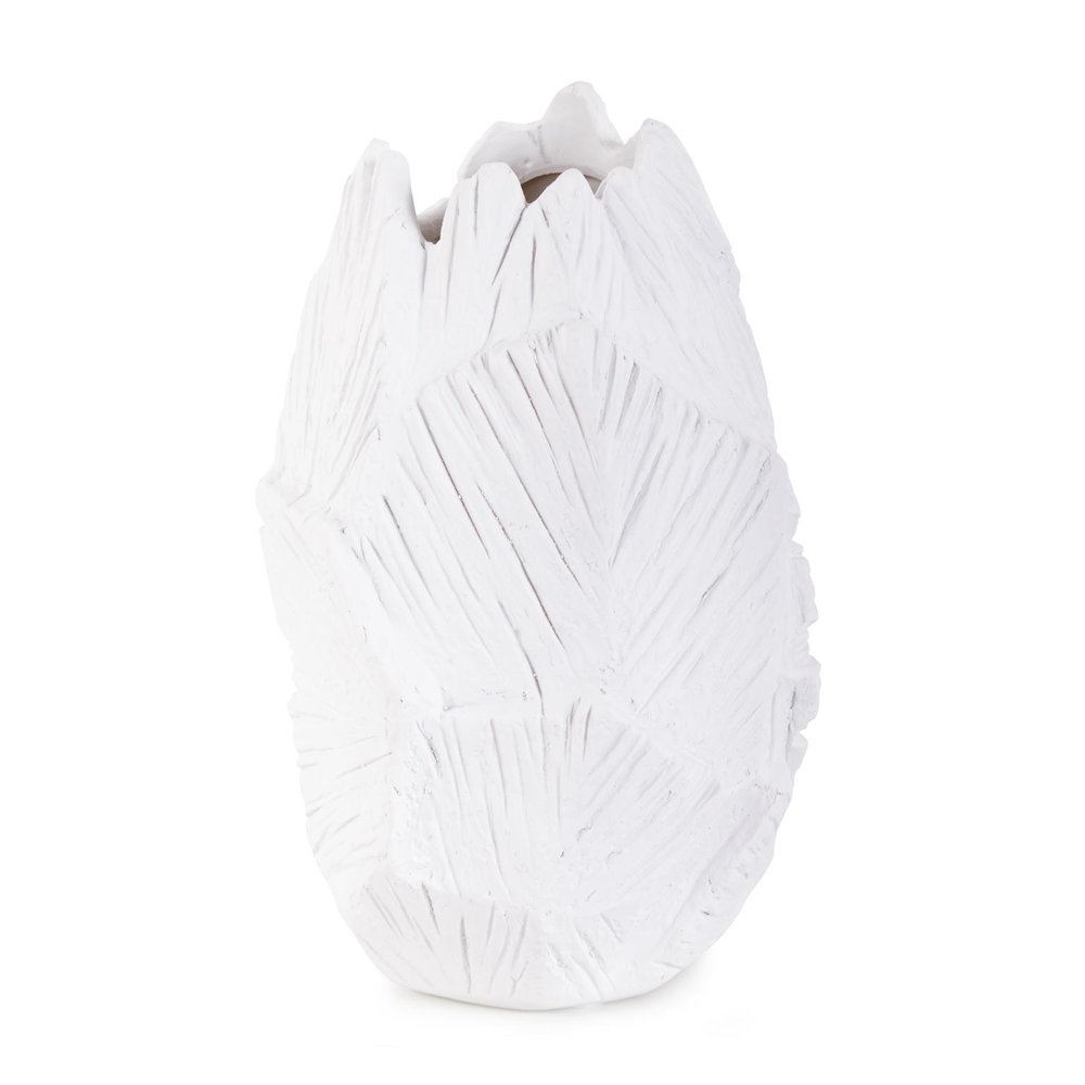 Abstract Elm Short Vase in White. Picture 1