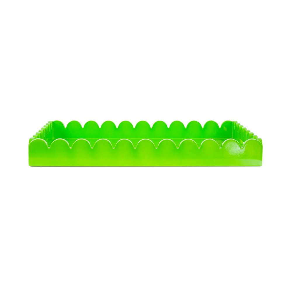 Rectangular Scalloped Riviera Tray - Green. Picture 1