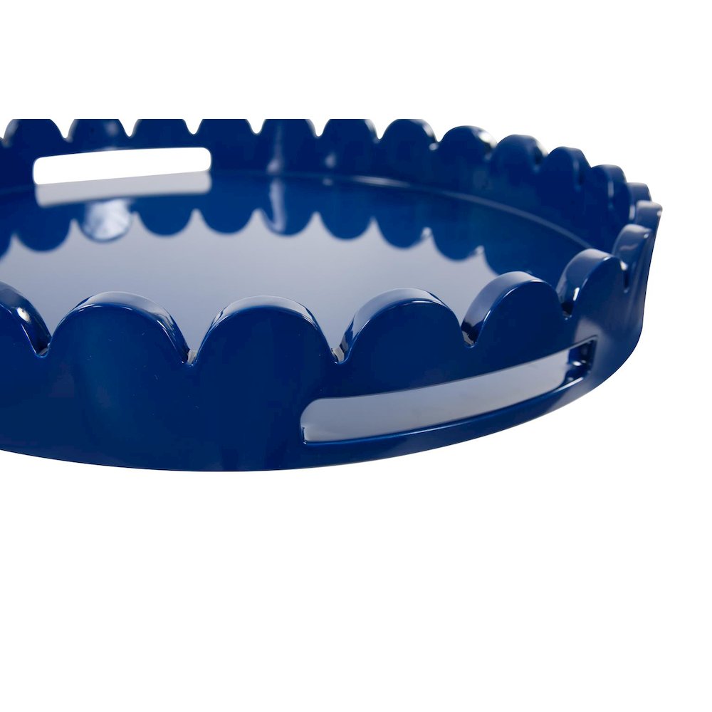 Round Scalloped Riviera Tray - Blue. Picture 4