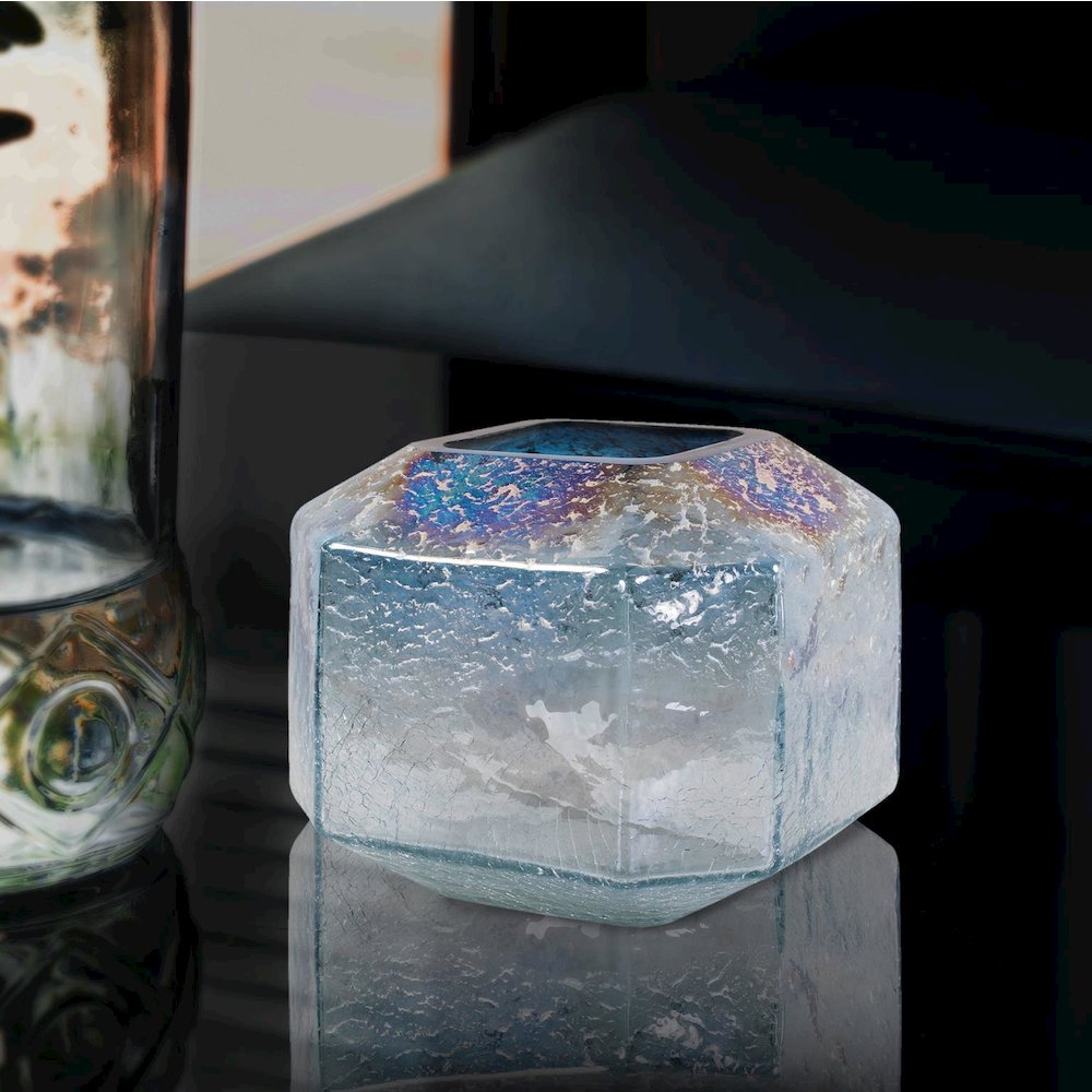 Lonsdale Iridescent Low Glass Vase. Picture 9