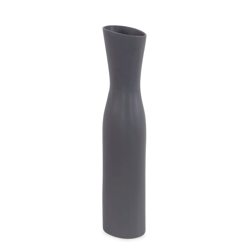 Larek Asymmetrical Charcoal Gray Contemporary Ceramic Short Vase. Picture 7