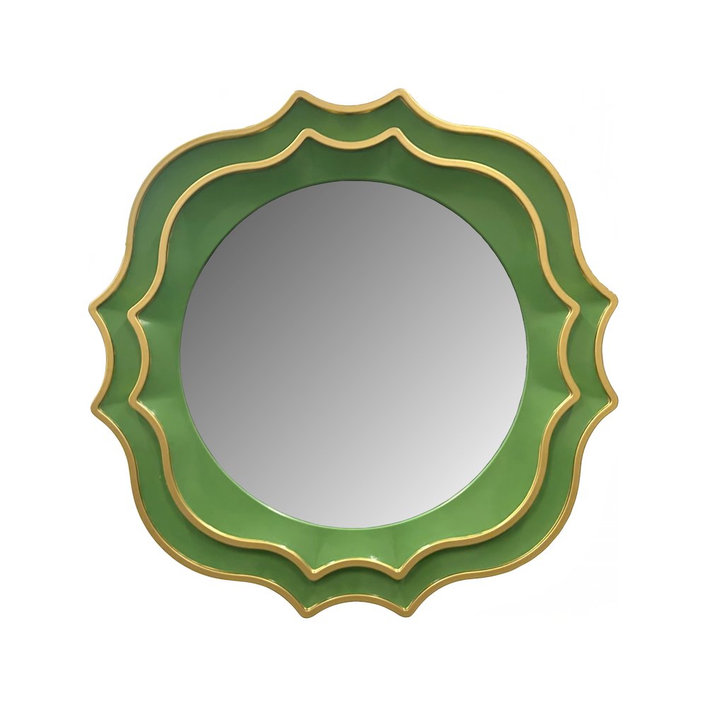 Ethan Round Scalloped Mirror Green. Picture 2