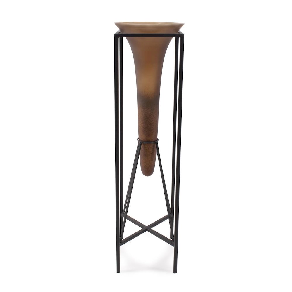 Bronze Euler Drop Vase with Black Iron Stand- Extra Large. Picture 1
