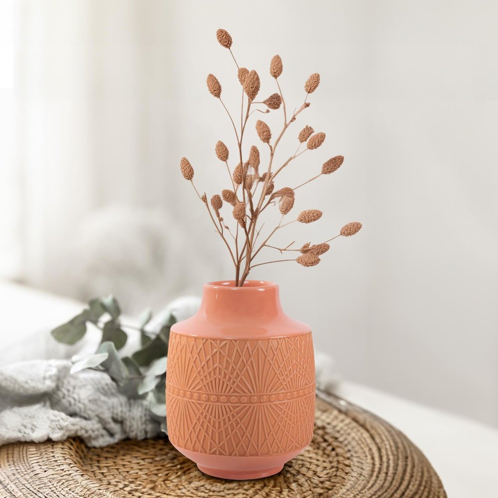 Richland Embossed Peach Vase- Small. Picture 8