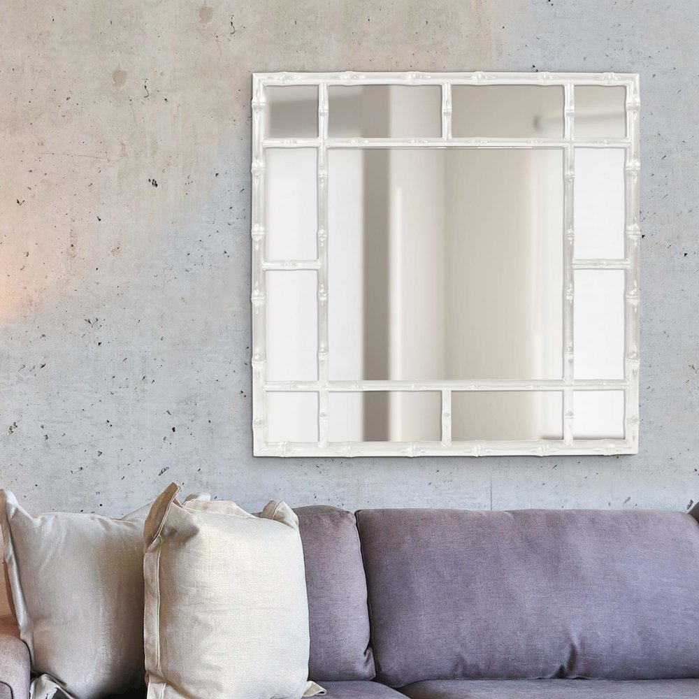Bamboo Mirror - Glossy White. Picture 2