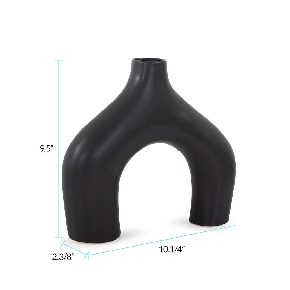 Beltram Black Modern Styled Ceramic Footed Vase. Picture 7