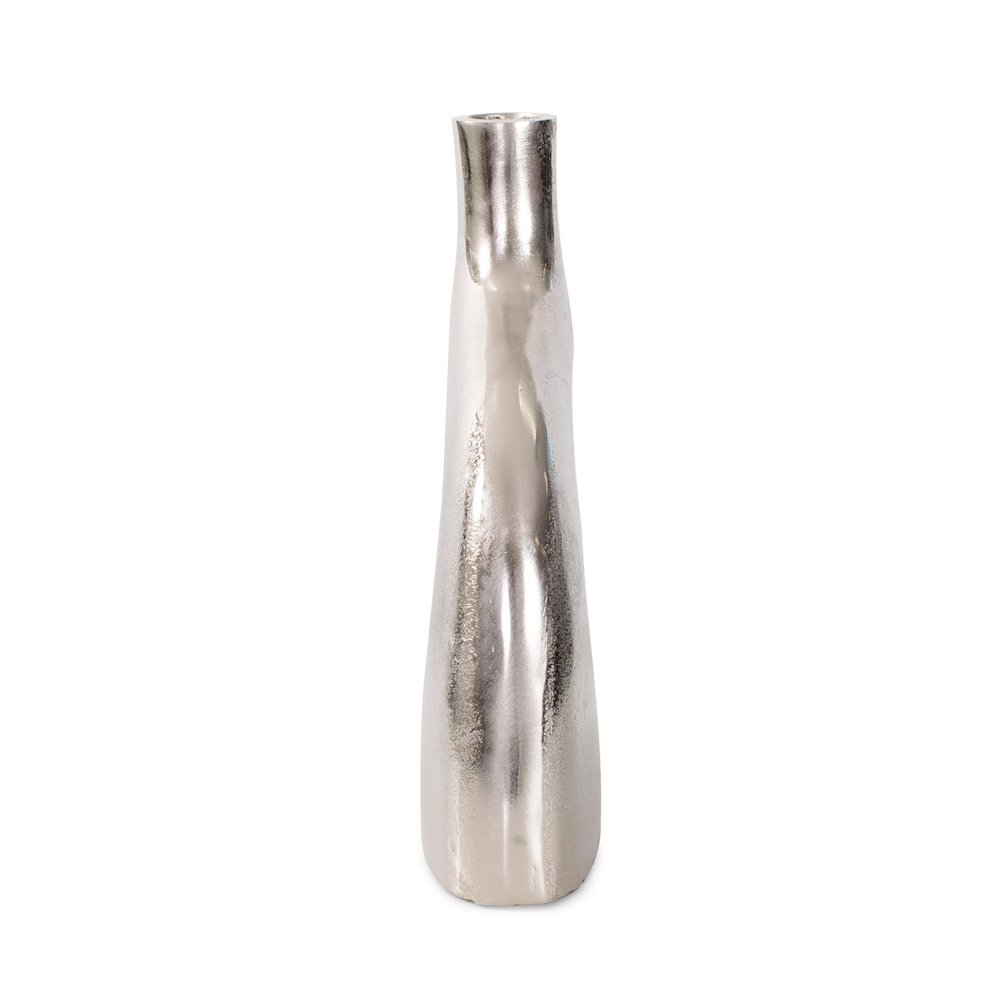 Shirin- Polished Silver Reverse Vase in Cast Aluminum- Tall. Picture 8