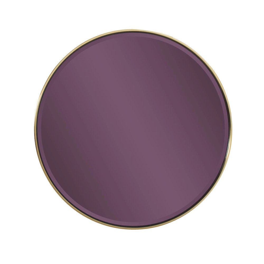 Broidy Round Mirror- Aubergine Purple. Picture 1