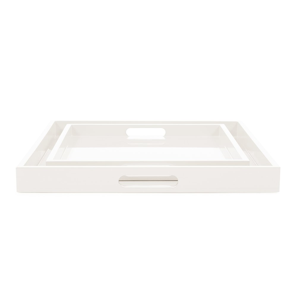 Saint Tropez Square Tray Set of 2 - Chalk. Picture 1
