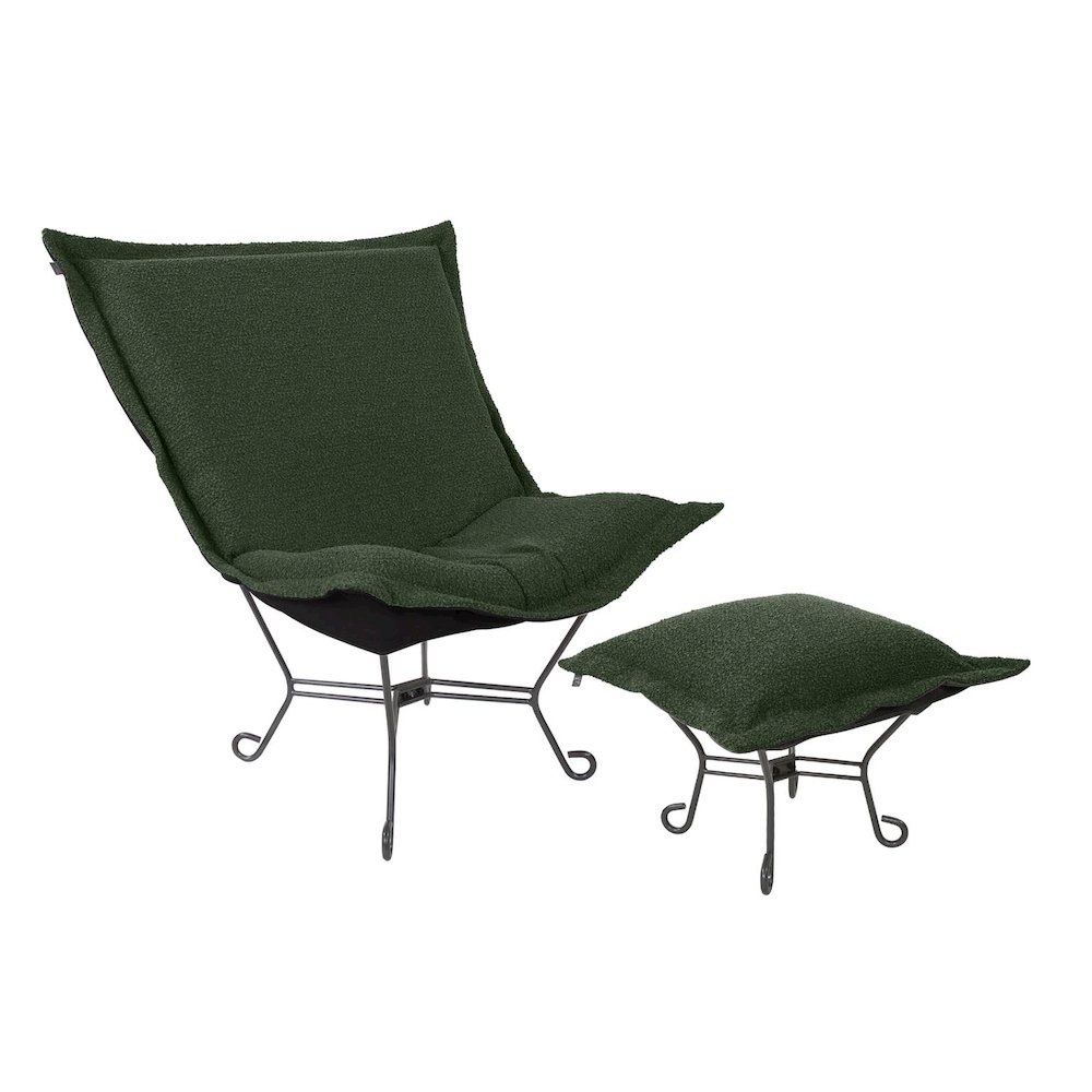 Scroll Puff Chair Titanium- Barbet Forest/Black. Picture 5