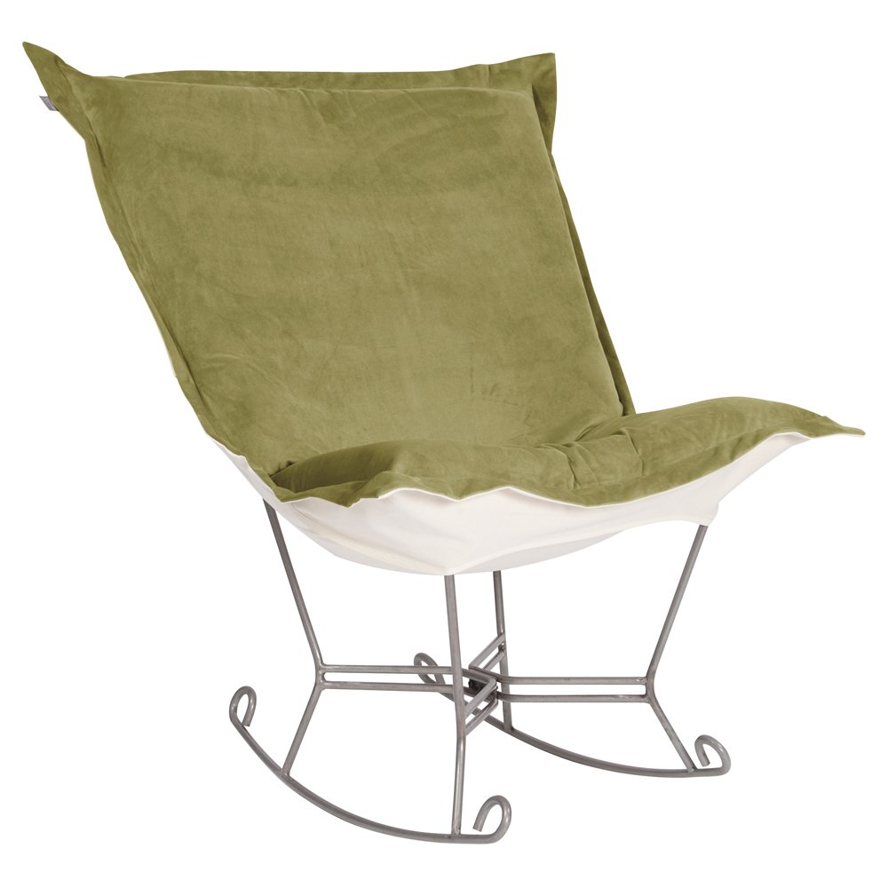 Scroll Puff Rocker Bella Moss Titanium Frame. Picture 1