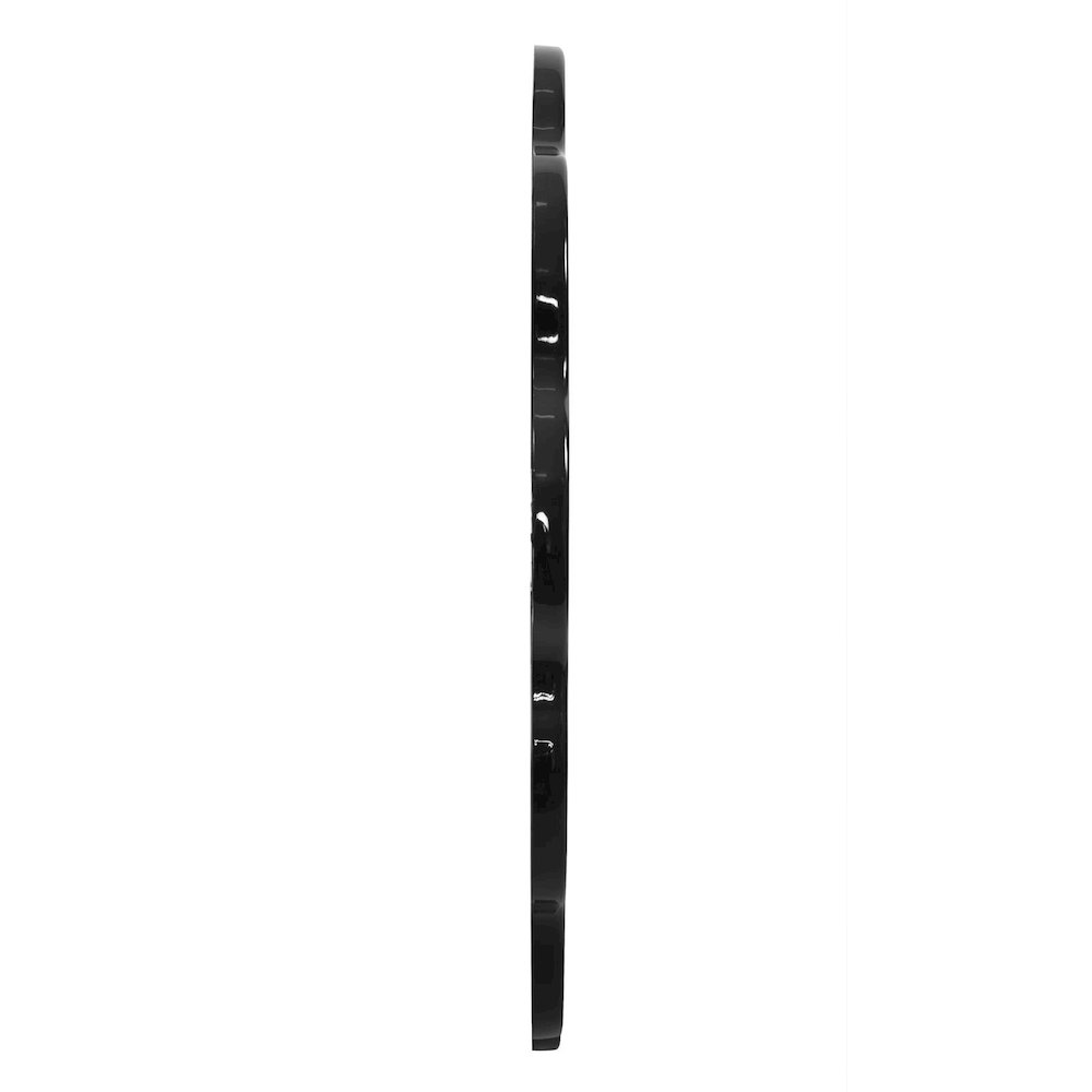 Kushi Round Scalloped Edge Mirror in Glossy Black. Picture 4