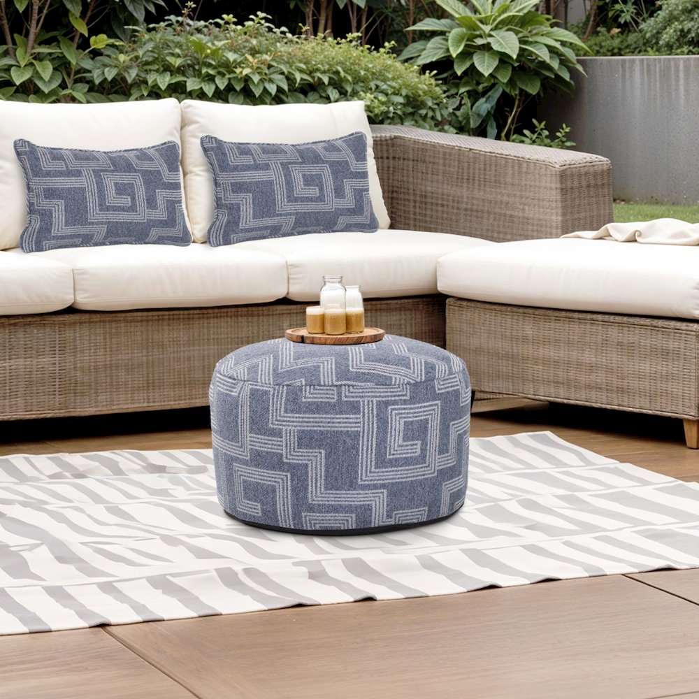 Short Indoor/Outdoor Pouf Syros Denim. Picture 8