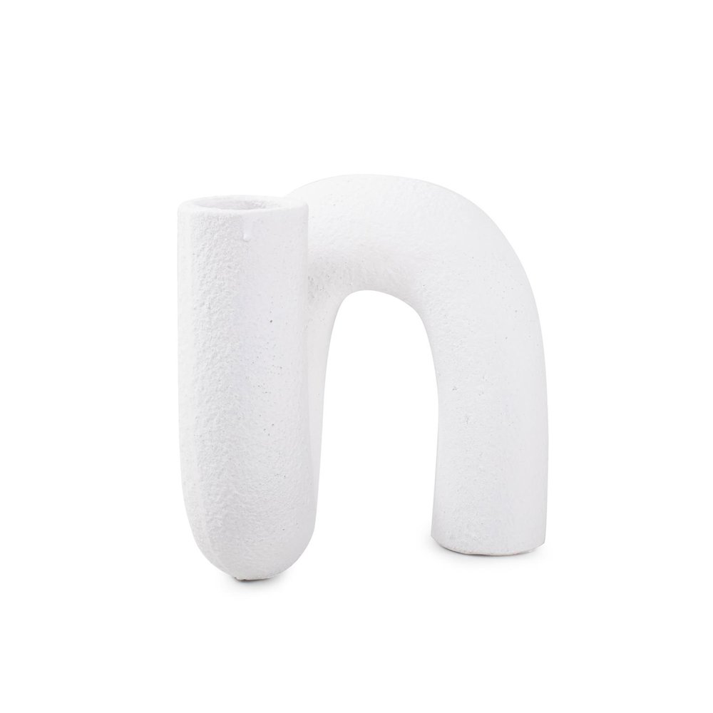White Abstract Curved Tube Vase Short. Picture 9