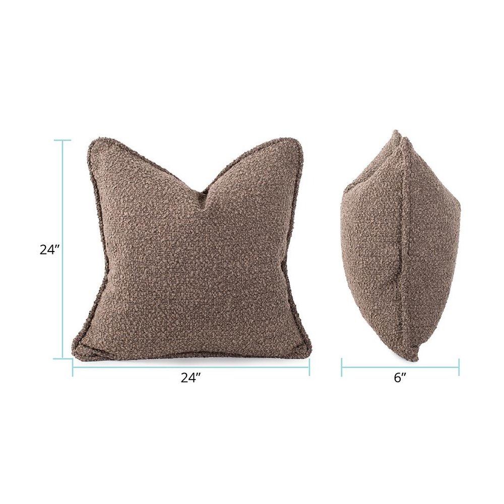 24 in. x 24 in. Pillow  Barbet Chocolate  - Down Insert. Picture 8