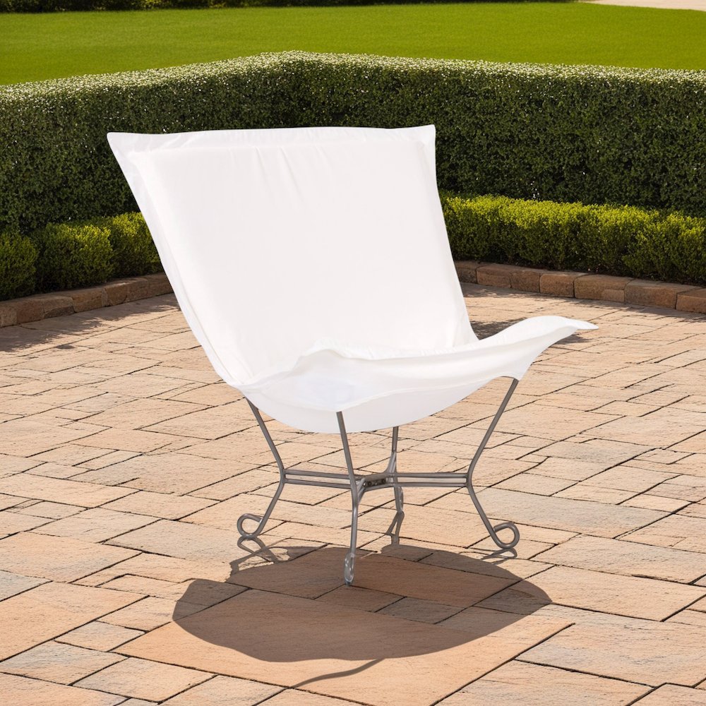 Patio Scroll Puff Chair Seascape Natural Titanium Frame. Picture 3