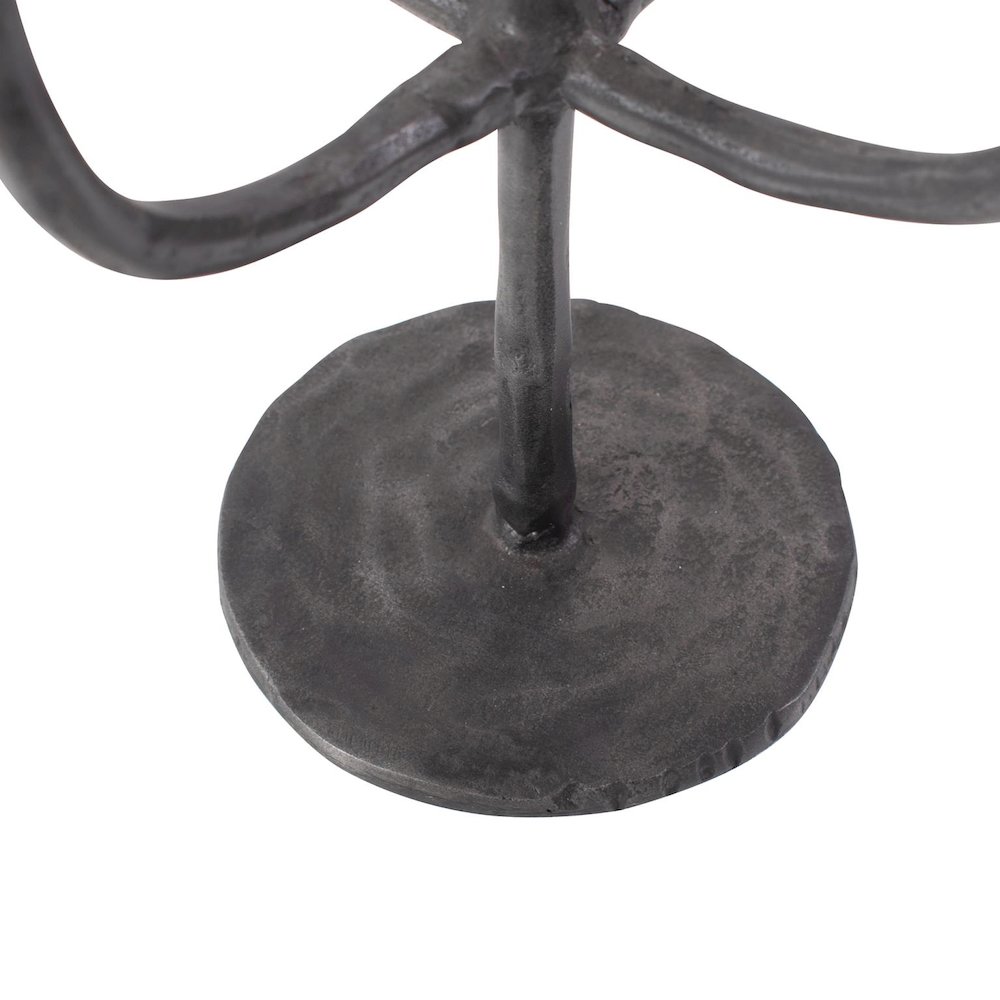Asher Sculpted Cast Aluminum Five Arm Candle Holder- Ebony. Picture 4