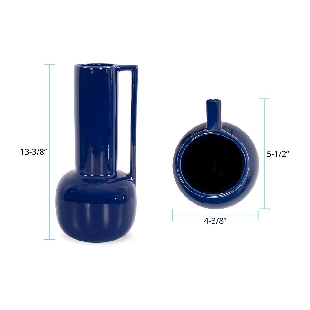 Bella Sapphire Blue Tall Ceramic Pitcher. Picture 9