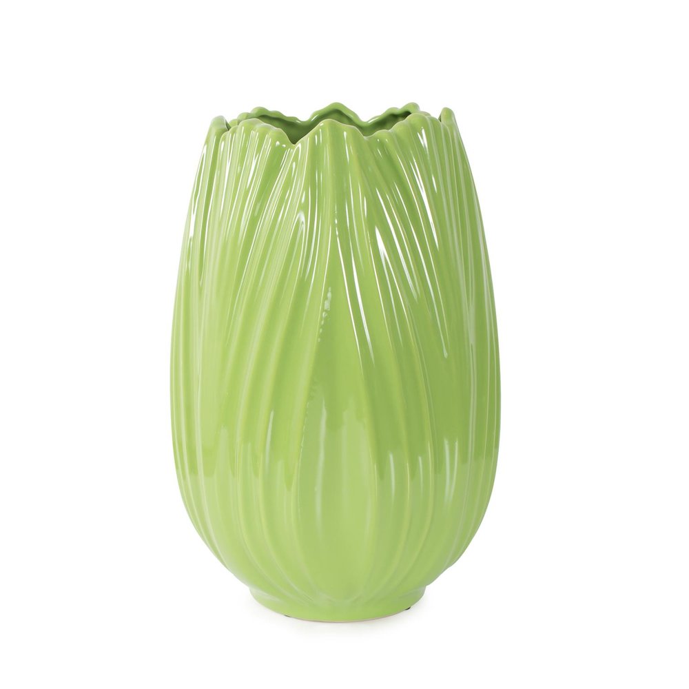 Field Green Short Ceramic Vase. Picture 5
