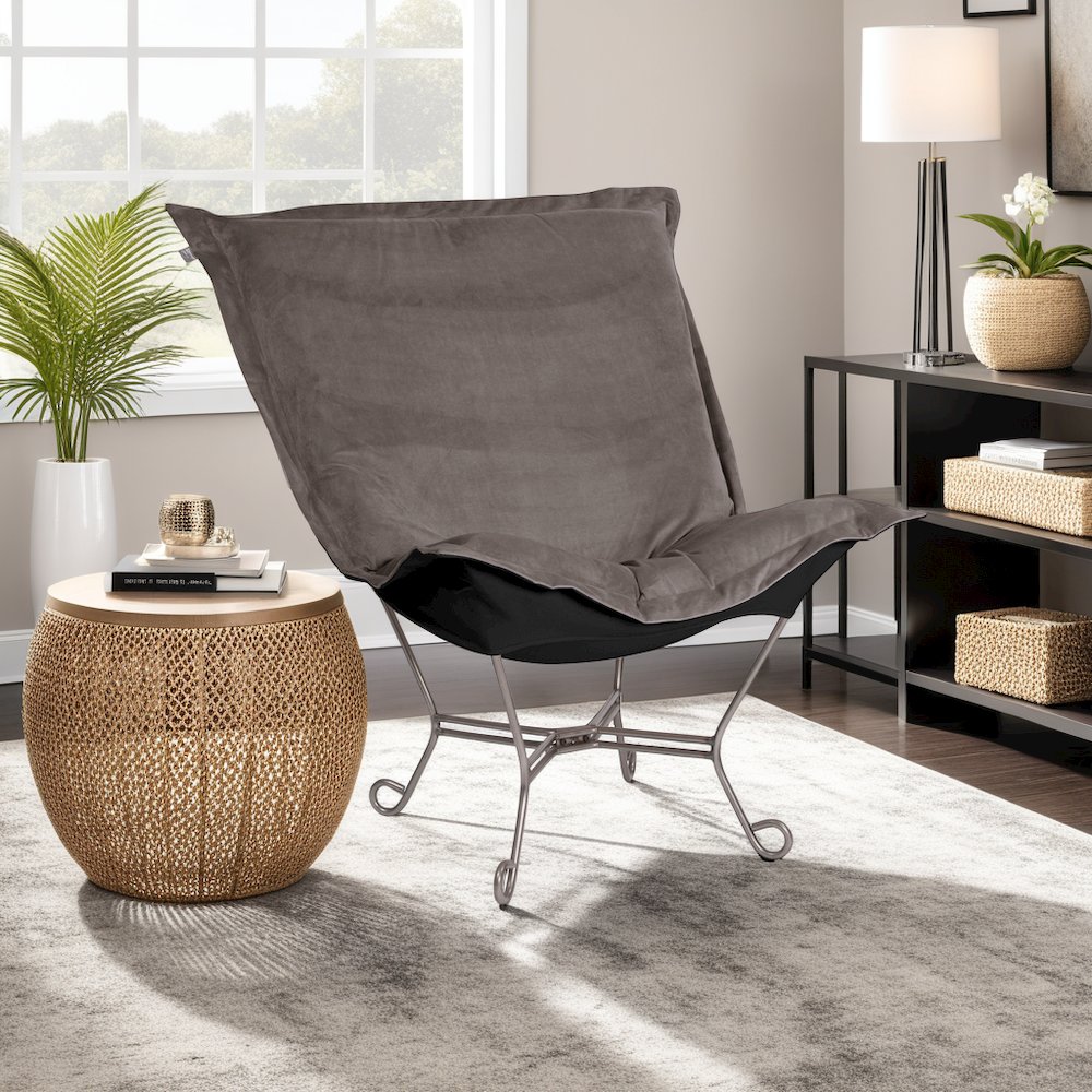 Scroll Puff Chair Bella Pewter Titanium Frame. Picture 4