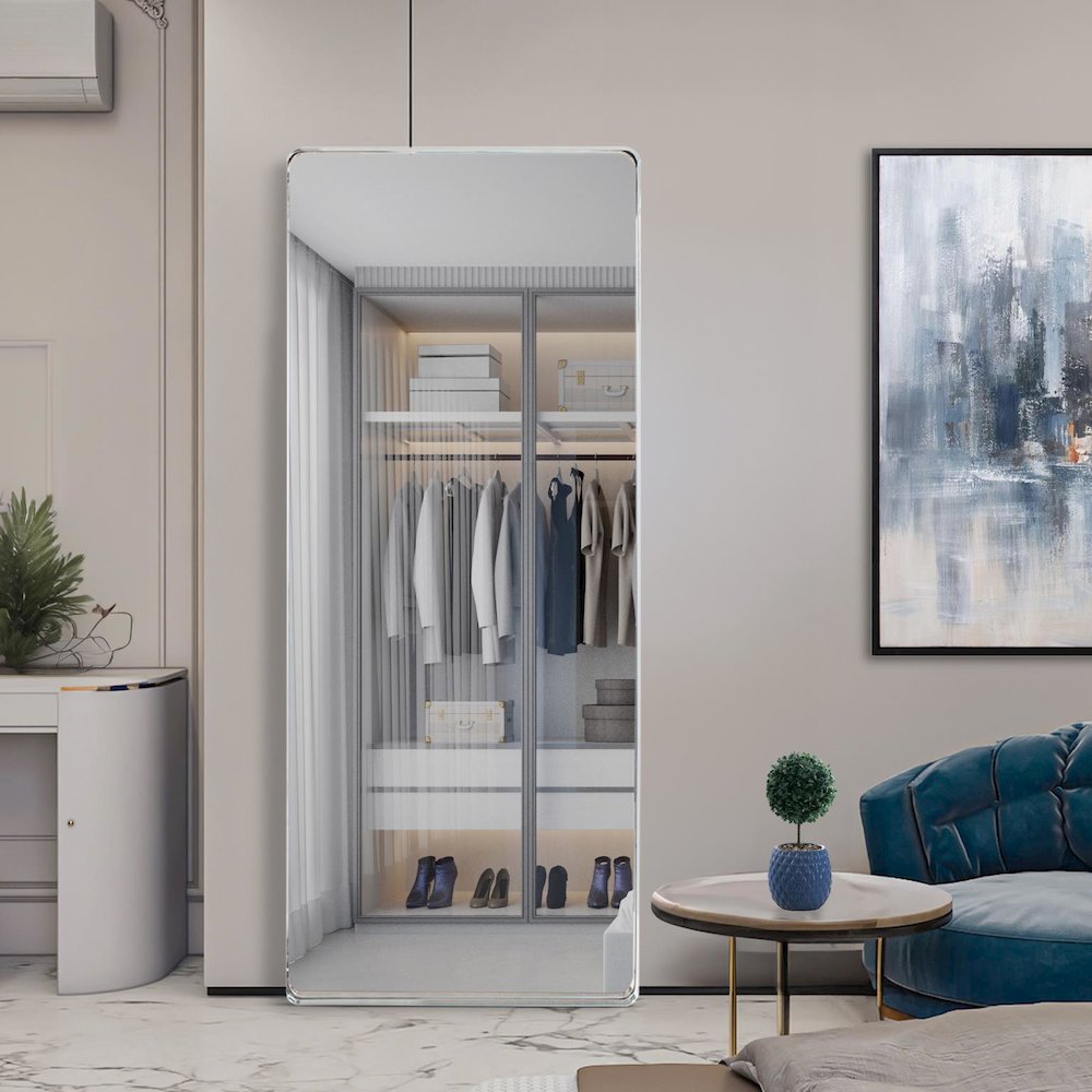 Steele Polished Silver Oversized Mirror. Picture 3
