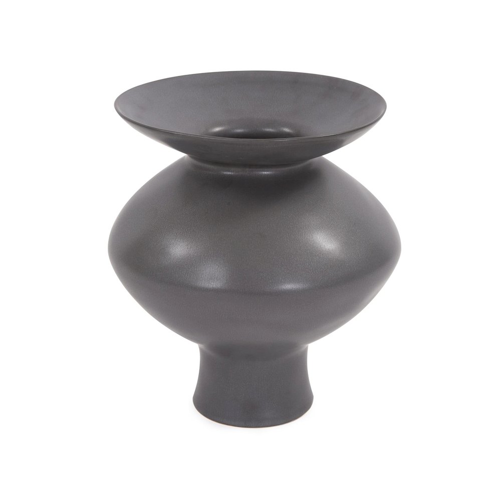 Graphite Ceramic Flared Vase- Small. Picture 1