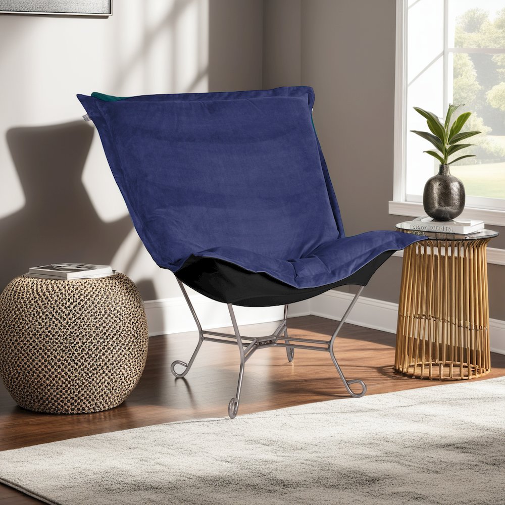 Scroll Puff Chair Bella Royal Titanium Frame. Picture 2