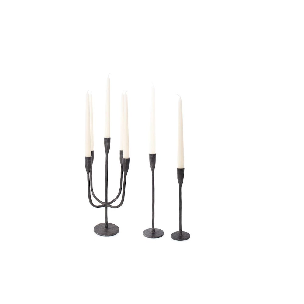Asher Sculpted Cast Aluminum Candlestick in Ebony- Short. Picture 7
