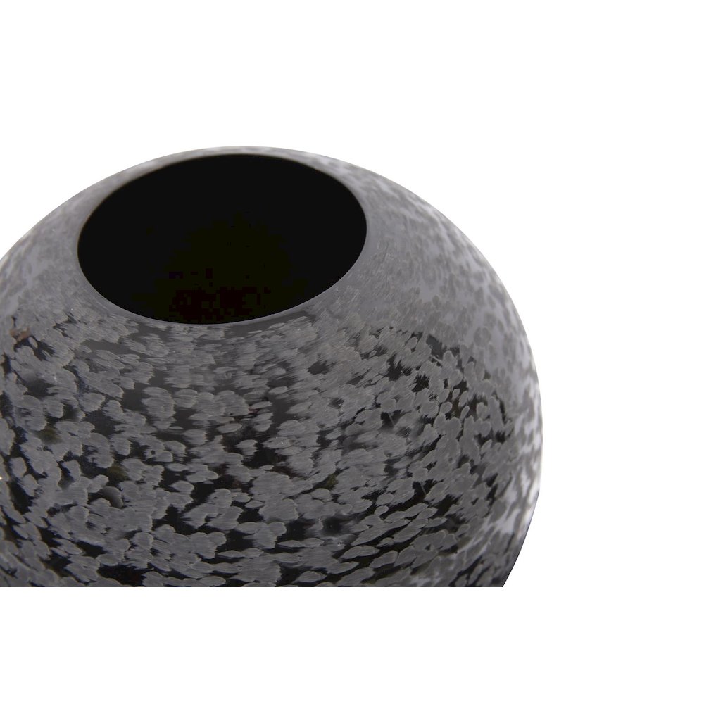 Chiseled Texture Black Iron Globe Vase- Small. Picture 2
