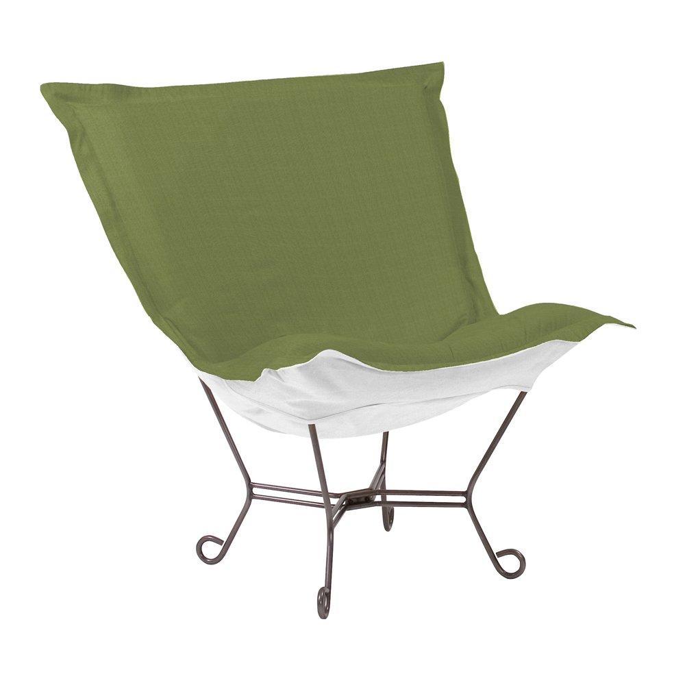 Patio Scroll Puff Chair Seascape Moss Titanium Frame. Picture 1