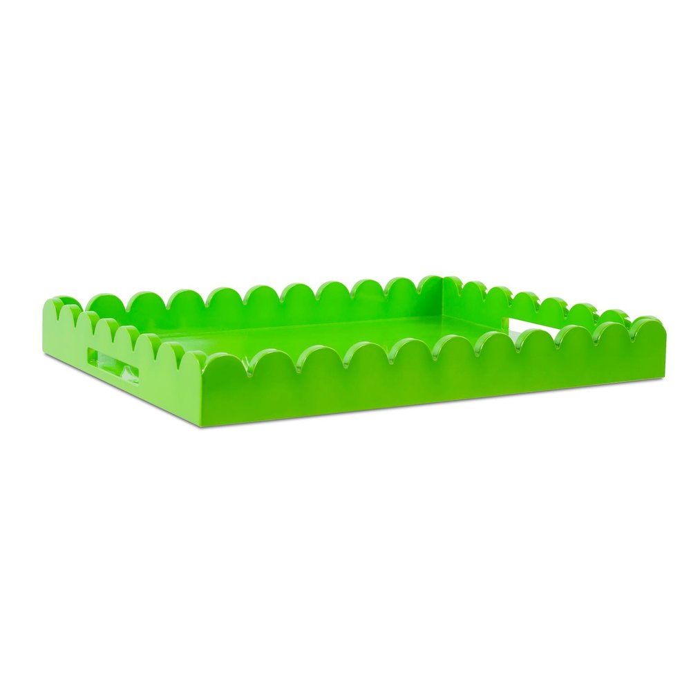 Rectangular Scalloped Riviera Tray - Green. Picture 2