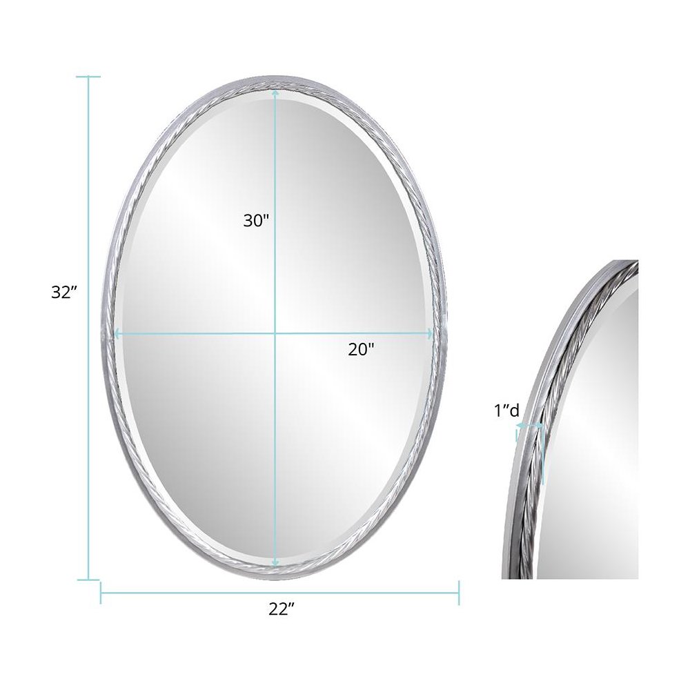 Laid Rope Silver Oval Mirror. Picture 8