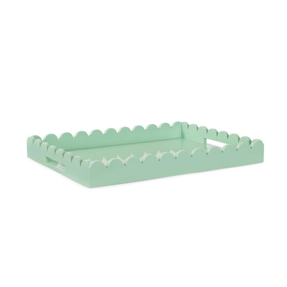 Rectangle Scalloped Riviera Tray - Sage Green. Picture 1