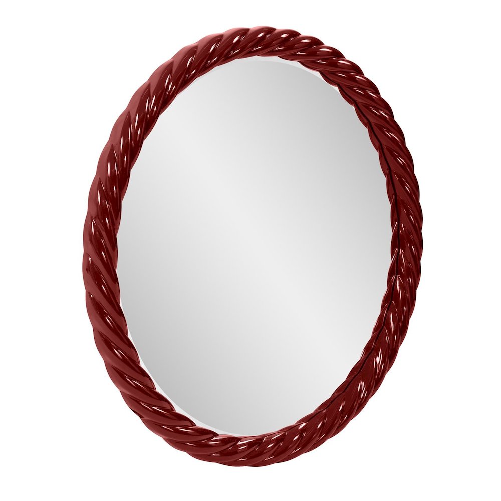 Gita Braided Round Mirror in Glossy Burgundy. Picture 2
