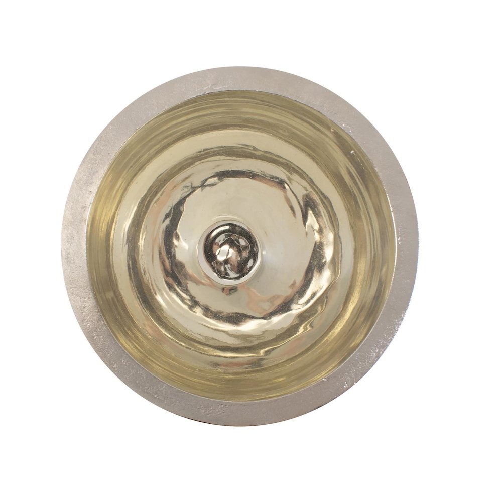 Black Diamond Glass Chalise on a Nickel Turned Metal Stand- Medium. Picture 4