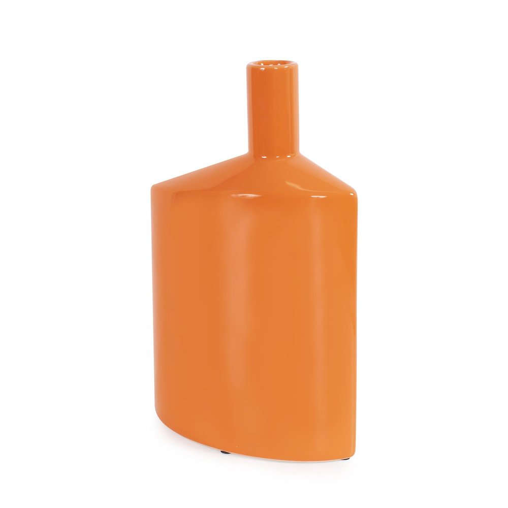 Orange Valencia Askewed Tall Bottle Vase. Picture 7