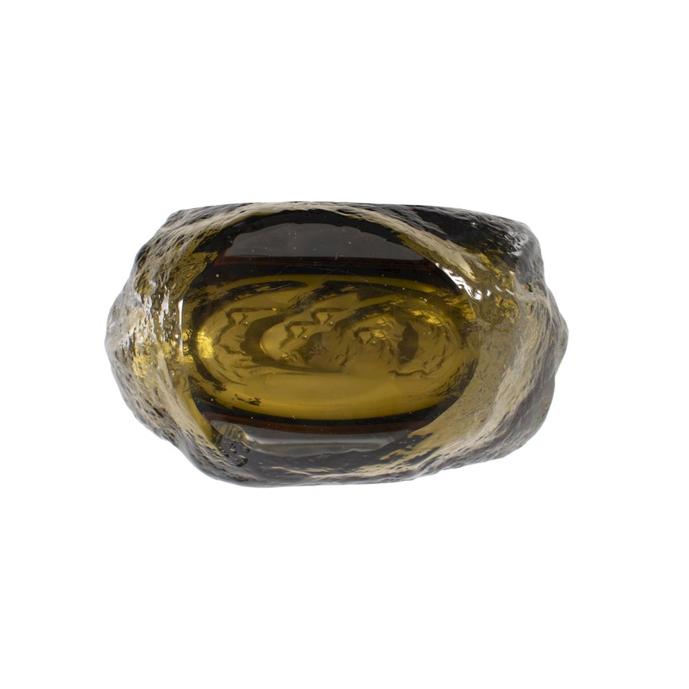Dusty Olive Crystalized Glass Vase- Short. Picture 2