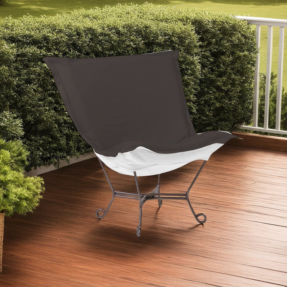 Patio Scroll Puff Chair Seascape Charcoal Titanium Frame. Picture 2
