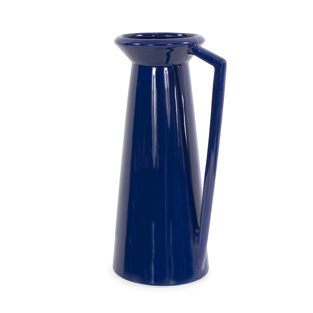 Bella Sapphire Blue Short Ceramic Pitcher. Picture 3