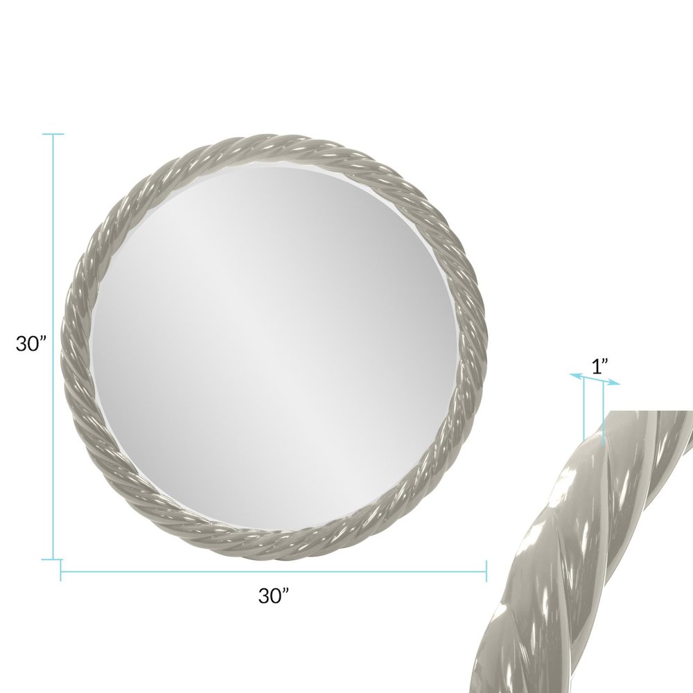 Gita Braided Round Mirror in Glossy Nickel. Picture 7