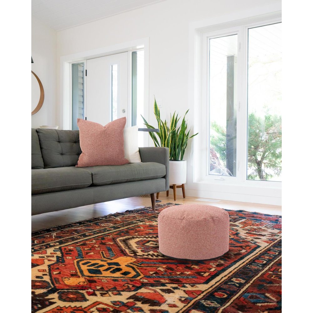 Round Foot Pouf Panama Rose. Picture 2