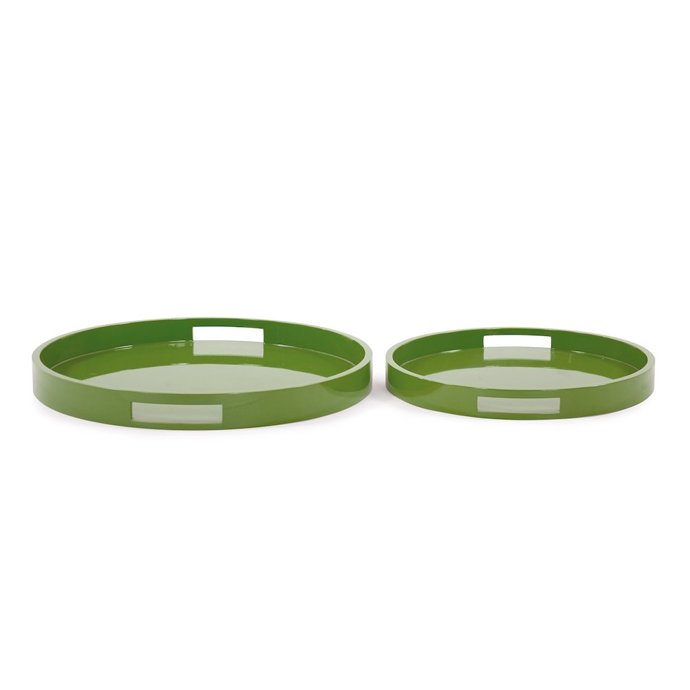 Saint Tropez Round Tray Set of 2 - Wild Green. Picture 4