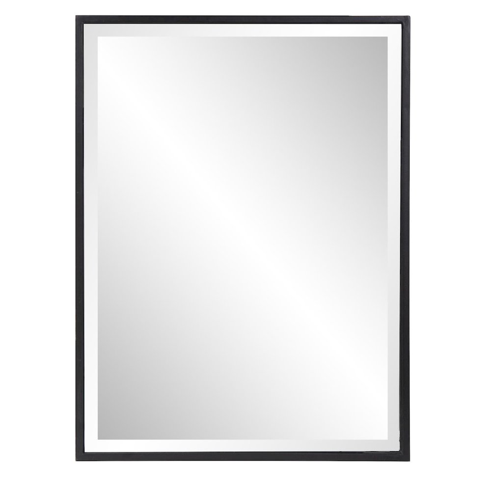 Matte Black Rectangle Metal Mirror. Picture 1