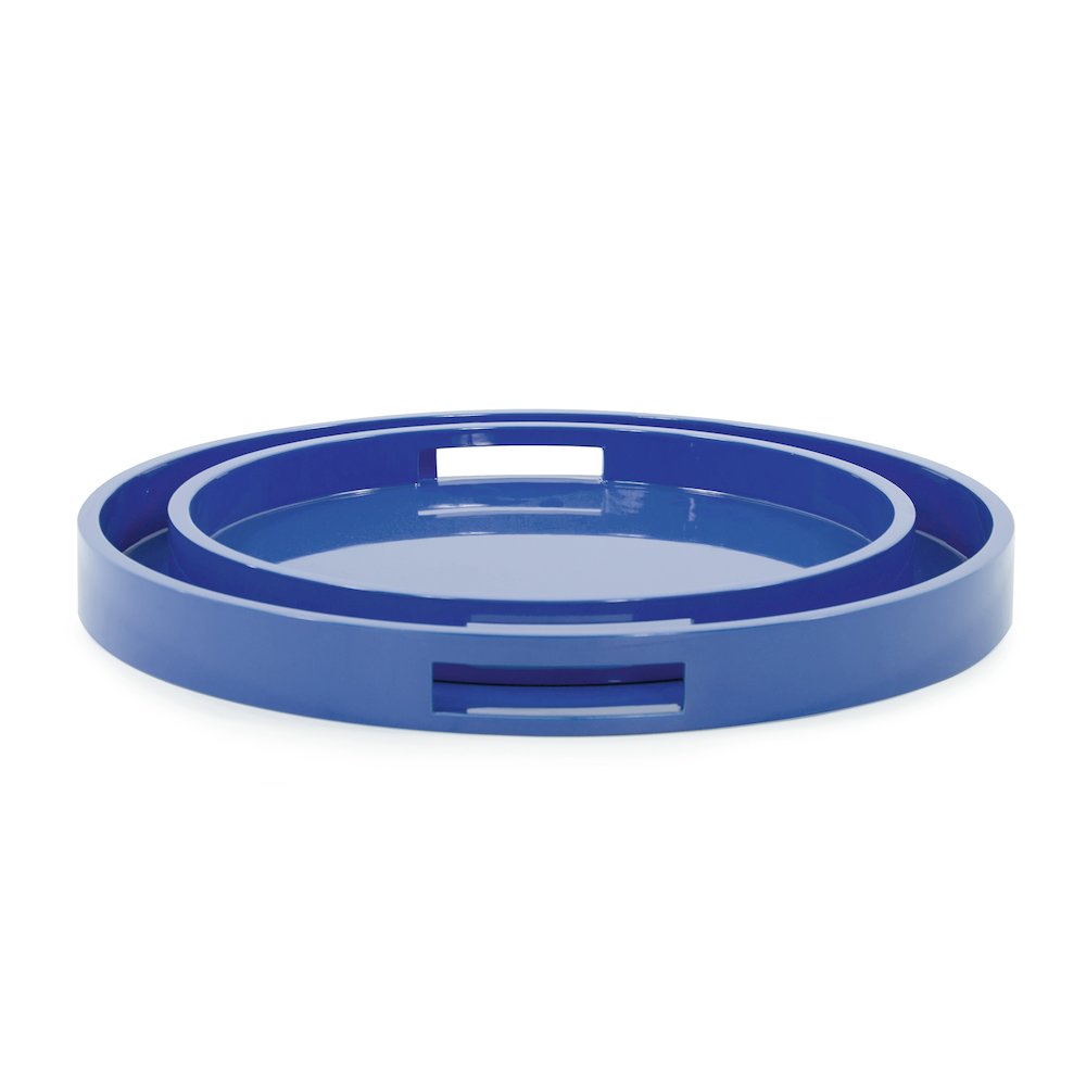 Saint Tropez Round Tray Set of 2 - Classic Navy. Picture 1
