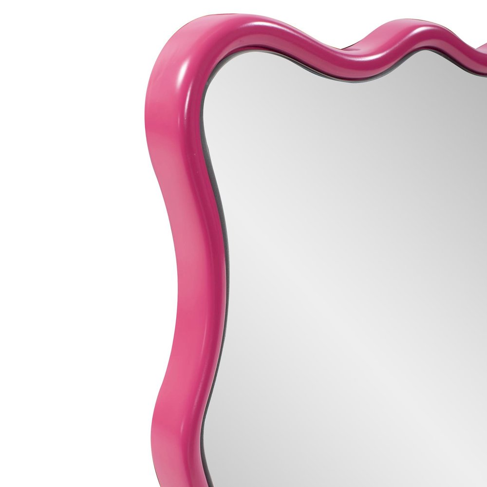 Maya Rectangular Waved Edge Mirror in Glossy Hot Pink. Picture 4
