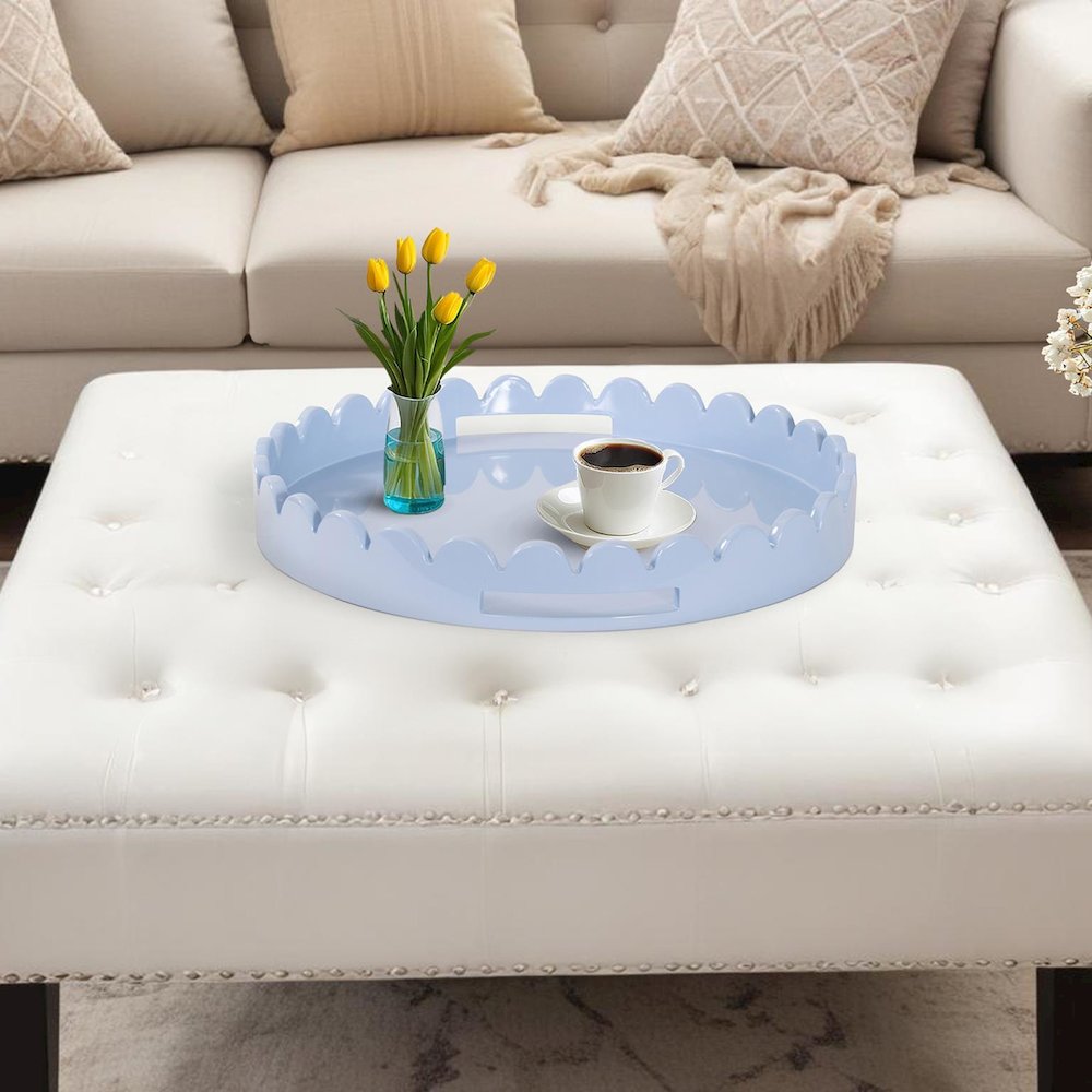 Round Scalloped Riviera Tray - Baby Blue. Picture 9